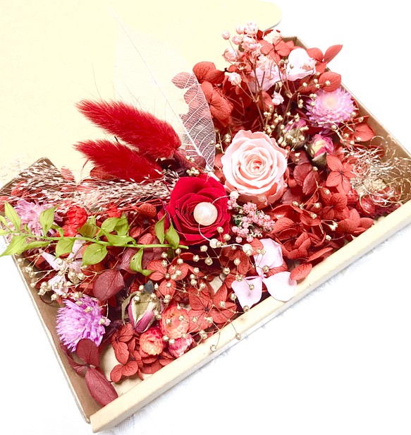 口紅レッドピンクローズ＊ハーバリウム花材ドライフラワー 花材セット花材詰め合わせ 1枚目の画像