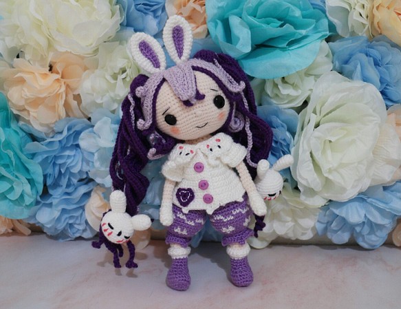 【磨啡手作】手編毛線玩偶—兔子女孩 第1張的照片