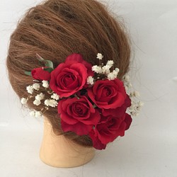 ファッションアンティーク　髪飾り　ヘッドドレス　薔薇　かすみ草