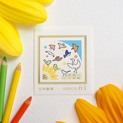 鳥の町　63円切手4枚セット 1枚目の画像
