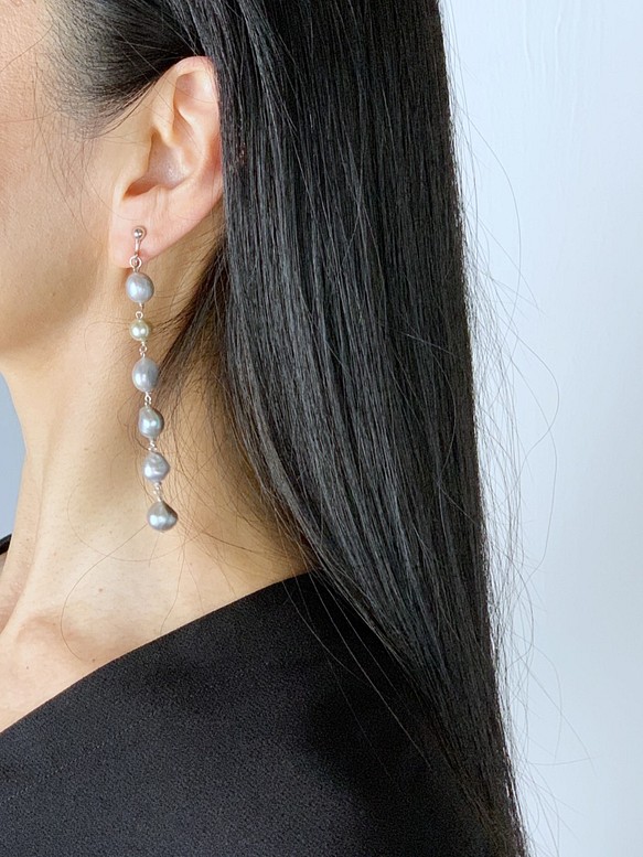 【六月生辰石】淡水珍珠6耳環/帶來歡樂的耳環 第1張的照片