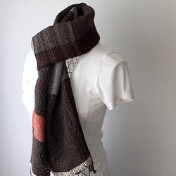 [羊毛：秋冬]中性：手工編織圍巾“灰和布朗5” 第1張的照片