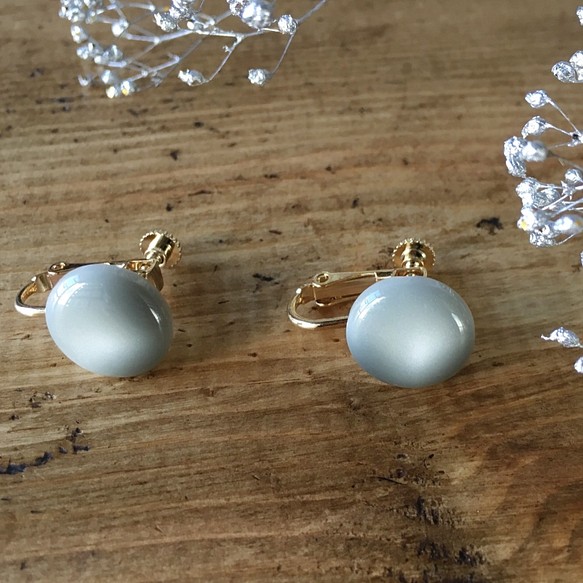 Soft marble color earrings (Gray) 1枚目の画像