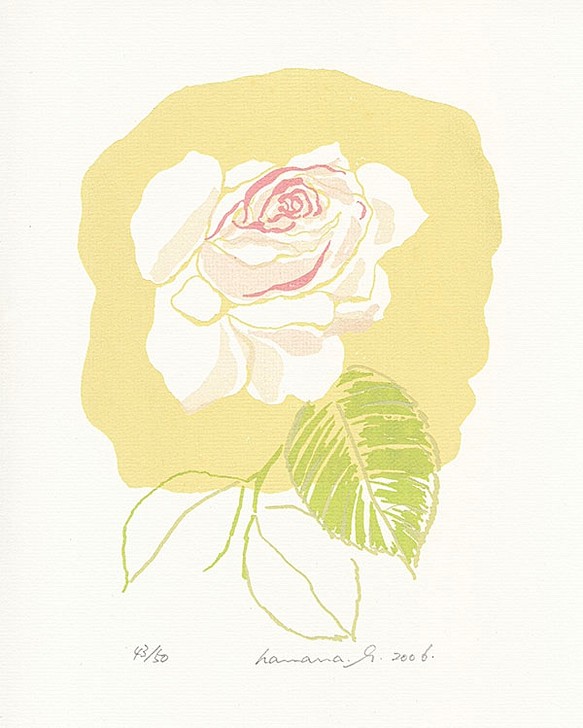 明日咲くピエール・ド・ロンサール（版画シルクスクリーン）＊絵、薔薇