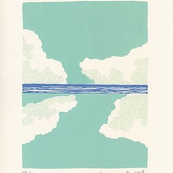 遥か、夏...（版画シルクスクリーン）＊絵、海、雲、インテリア 1枚目の画像