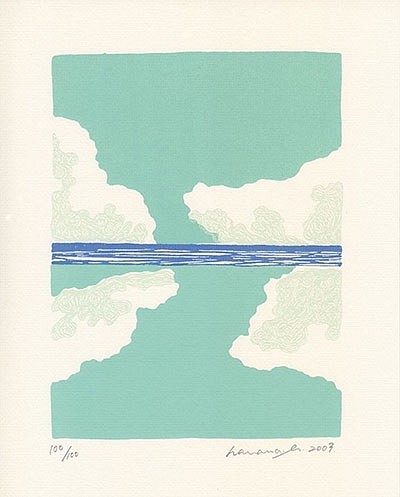 遥か、夏...（版画シルクスクリーン）＊絵、海、雲、インテリア 1枚目の画像