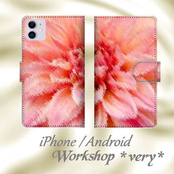iPhone/android 帶照相機孔的Android花卉大麗花筆記本型智能手機情況+300日元 第1張的照片