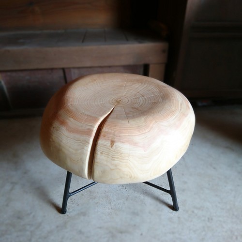 wood stone chair ひのき 丸太 アイアン スツール 椅子（チェアー
