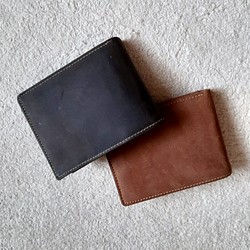 牛革・グレーの三つ折り財布 1枚目の画像