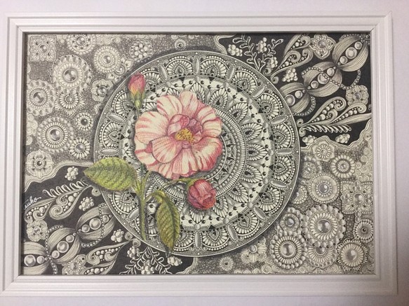 原画 肉筆 ボールペンアート 薔薇 バラ 花 額装付き 23 31 5cm パール 絵画 Shop Egb 通販 Creema クリーマ ハンドメイド 手作り クラフト作品の販売サイト