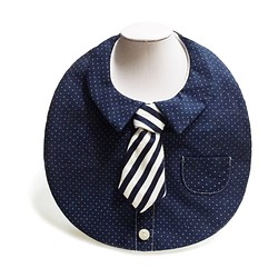 紳士スタイルのビブポケット - ダークブルーの白い翡翠のシャツ+ネクタイ 1枚目の画像