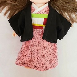 着物風ワンピースと羽織セット　ソランちゃん　レミンちゃん　服　着せ替え　人形　ドールウェア　26cmサイズ　きせかえ人形 1枚目の画像