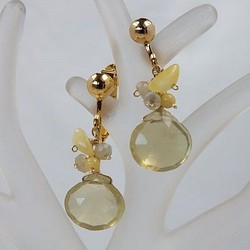 含羞草式耳環“耳環夾”檸檬石英 第1張的照片
