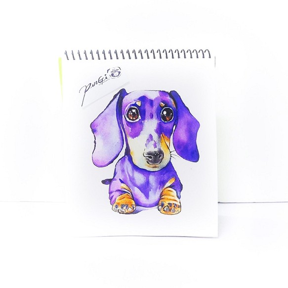 手繪水彩-客製寵物肖像畫 -似顏繪-狗狗畫像【不含框】臘腸 第1張的照片