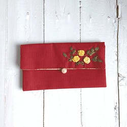 花が咲き誇る豊かで楽しいマゼンタ赤バッグスタイル3 /小さな財布/封筒バッグ 1枚目の画像