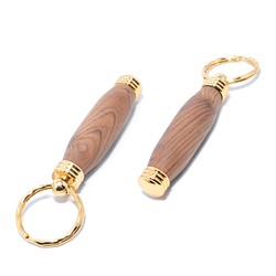 手工木製便攜式牙籤架鑰匙鏈（胡桃木；24 克拉鍍金） 第1張的照片