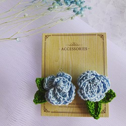 玫瑰耳語耳環 · 寧靜藍 · 蕾絲鉤織 · 浪漫風 · 森林系 · 情人節禮物 第1張的照片