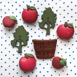 アメリカ ボタンガローア 8個セット-りんご摘みb 1枚目の画像