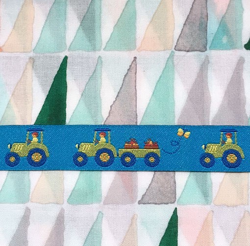 ドイツファーベミクス 刺繍リボン 1m-トラクター ブルー 1枚目の画像