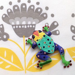 アップリケワッペン カラフルかえる w-0566　フロッグ  蛙 1枚目の画像
