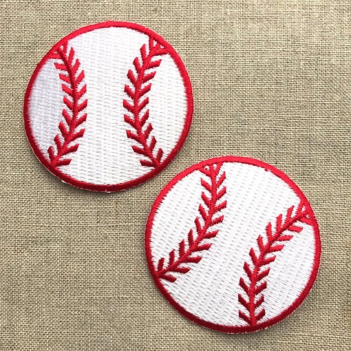 アップリケワッペン-野球ボール 刺繍ビッグ2枚  W-1630 1枚目の画像