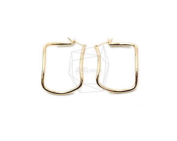 ERG-1393-G [2pieces] Wave Square Earrings, Wave Square Post Earr 第1張的照片