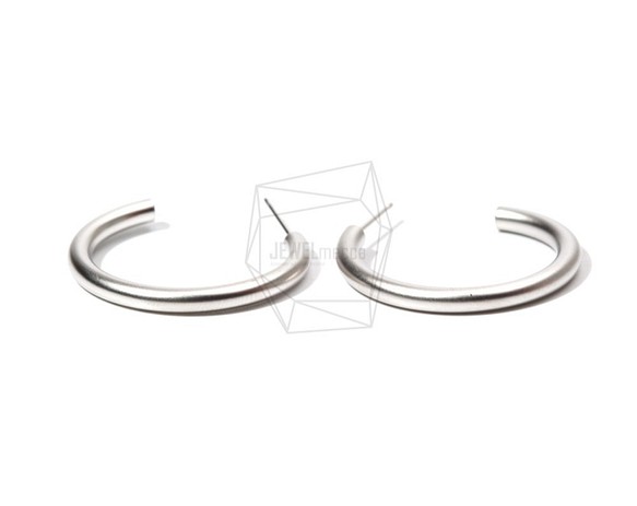 ERG-722-MR [2 件] 圓形耳環，圓形耳柱 / 25mm x 30mm 第1張的照片