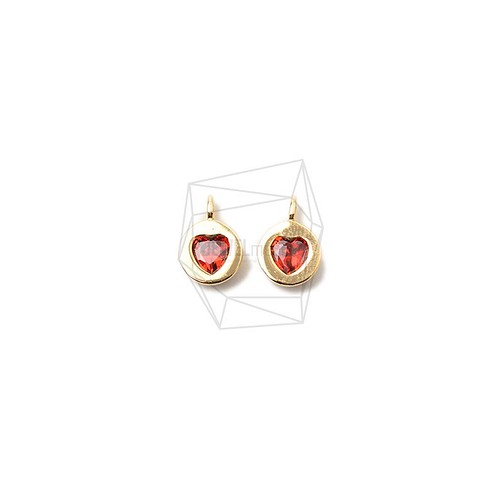 PDT-2463-G【2個入り】キュービックハートペンダント,CZ Heart Pendant