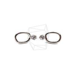ERG-1801-R [2 件] 圓形 CZ 耳環，圓形 CZ 耳環柱 第1張的照片