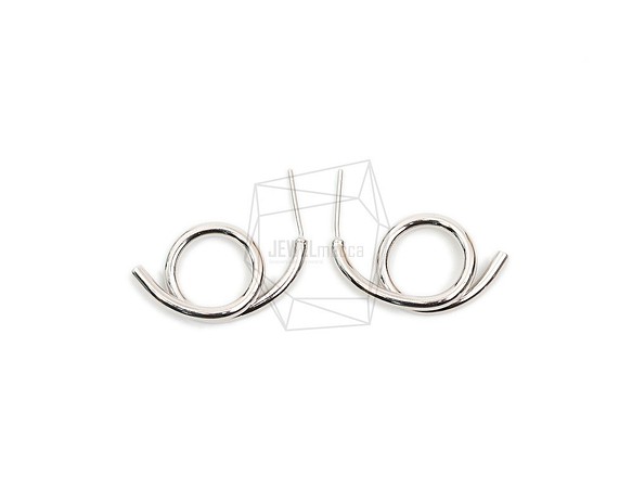 ERG-1859-R [2 件] 圓形耳環，圓形耳桿 / 14mm x 24mm 第1張的照片