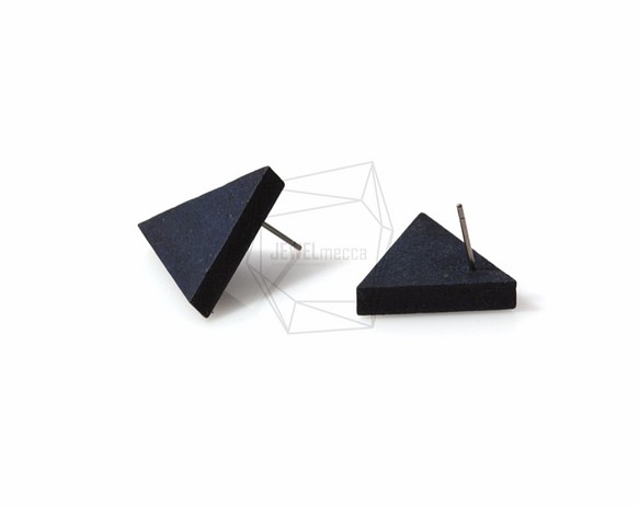 ERG-368-G【2件】三角形耳環，木質耳釘/鈦柱 第1張的照片