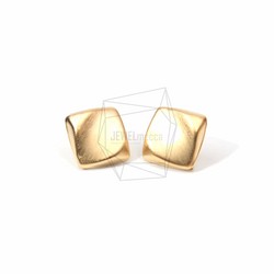 ERG-585-MG【2件】鑽石刷耳環，鑽石形狀刷狀紋理 第1張的照片