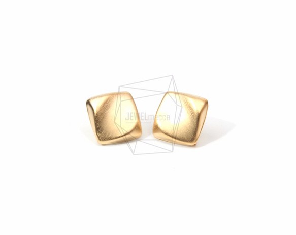 ERG-585-MG【2件】鑽石刷耳環，鑽石形狀刷狀紋理 第1張的照片