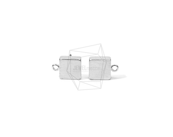 ERG-624-MR [2片]扁平立方體耳環/扁平立方Brused紋理郵 第1張的照片