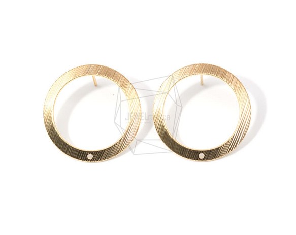 ERG-648-MG [2 件] 圓環耳環、圓環拉絲紋理耳釘 第1張的照片