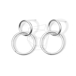 ERG-658-MR [2 件] 雙環耳環，小兩個連環耳釘 第1張的照片