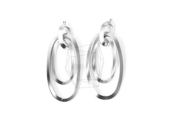 PDT-1429-MR【2件】聯鎖橢圓形耳環，聯鎖橢圓形耳環 第1張的照片