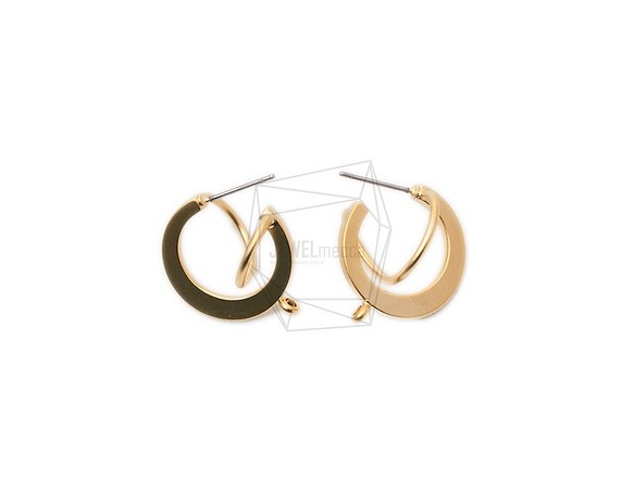 ERG-1164-MG【每包2件】3D曲線耳環，3D曲線後耳環/ 16mm x 20mm 第1張的照片