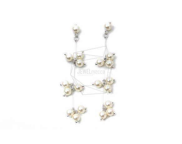 ERG-1239-R [2個]珍珠流蘇小飾物，珍珠流蘇小飾物 第1張的照片