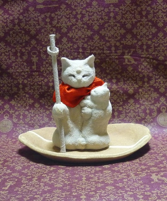 猫地蔵物語　猫の子安地蔵座像　江戸縮緬 1枚目の画像