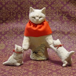猫地蔵物語　猫の子安地蔵立像　江戸縮緬 1枚目の画像