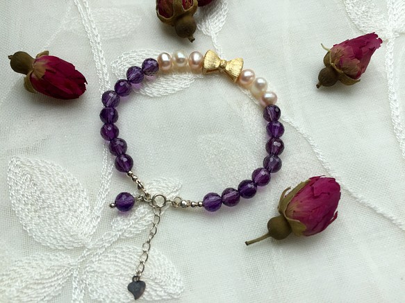 開發智慧紫水晶+溫柔婉約純天然珍珠手鍊 第1張的照片