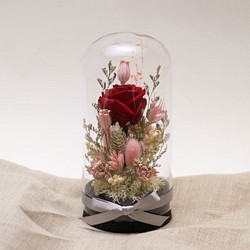 【奇比植作】（紅玫瑰-粉色系花園 ）永生花園星空瓶8X16 -乾燥花/禮品/客製 第1張的照片