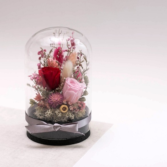 【奇比植作】（紅玫瑰-粉色系花園 ）永生花花園星空瓶8X13 - 乾燥花/禮品/客製 第1張的照片