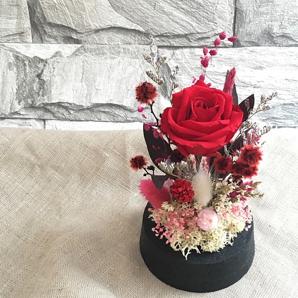【奇比植作】（紅色玫瑰、紅色系花園）永生花花園星空瓶8X16 - 乾燥花/禮品/客製 第1張的照片