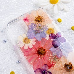 全機種対応iPhone13 Xperia Galaxy スマホケース 押し花ケース 人気 押し花 ❀ケース 花束 花物語 1枚目の画像