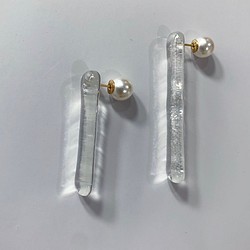 熱融玻璃耳環 冰柱珍珠 第1張的照片