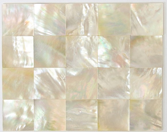 2.5cm 正方形 20個/袋 B Level 海水白蝶貝 天然シェルシート モザイクデコジュエリーデザイ インレイ 1枚目の画像