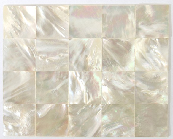 2.5cm 正方形 20個/袋 A Level 海水白蝶貝 天然シェルシート モザイクデコジュエリーデザイ インレイ 1枚目の画像