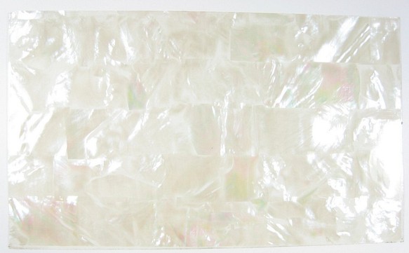 24x14cm 1枚 天然海水白蝶貝シート、 光沢ワニス仕上 カットラインンあるなし 剥がせばすぐ使える両面テープを使用 1枚目の画像